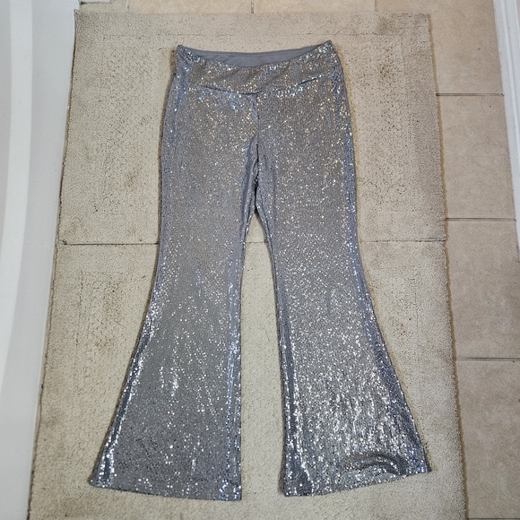 No Boundaries Silver Sequin Flare Pants – Size XL (15–17) - Picture 2 of 6